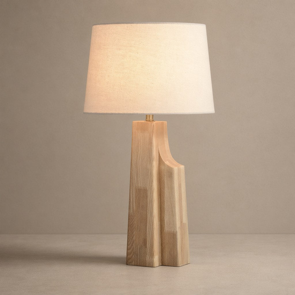 Ash Wood Fabric Shade Table Lamp - 01 01-hero-product