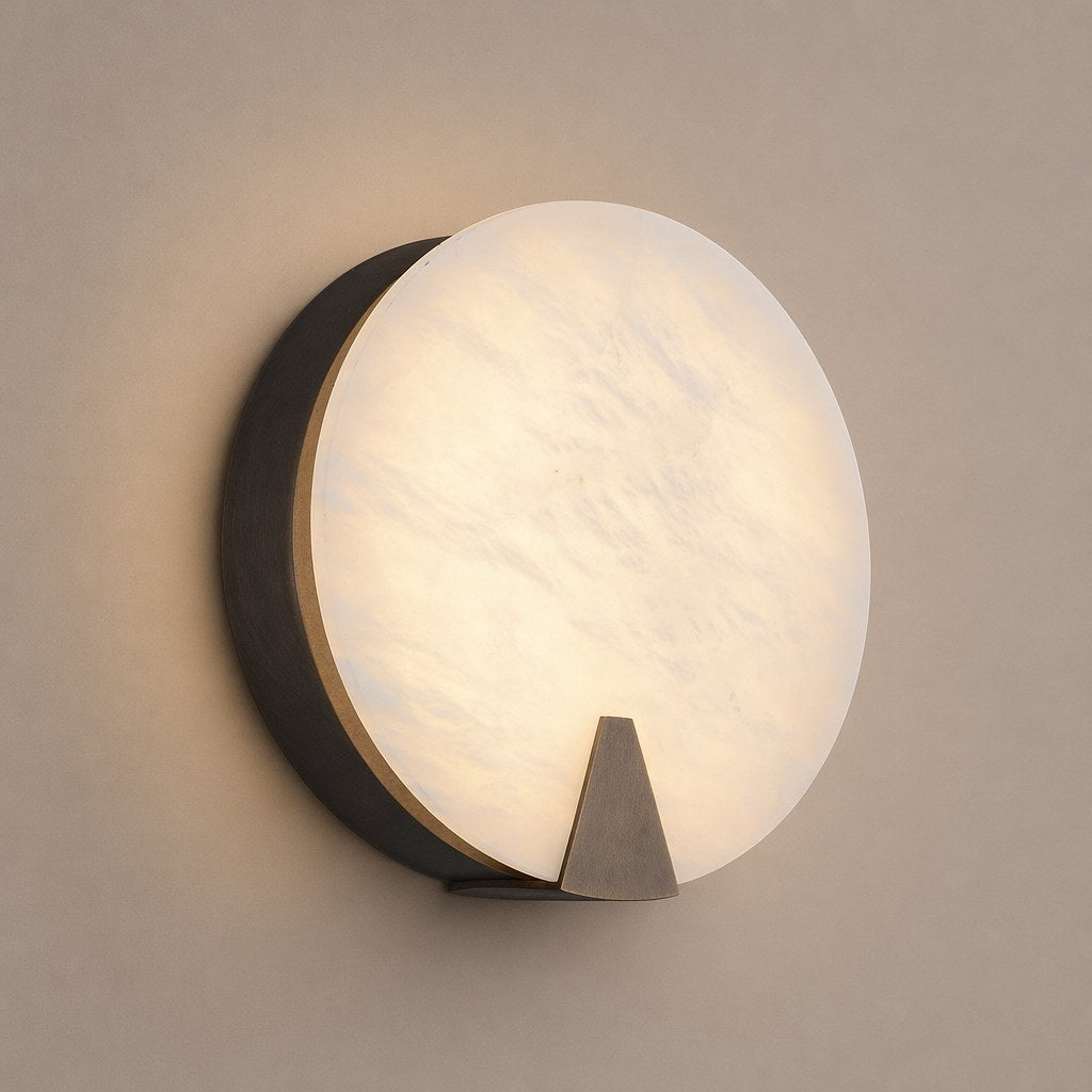 Spanish Snowflake Alabaster Round Wall Sconce - 01 01-hero-product