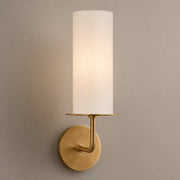 Solid Brass Fabric Shade Wall Sconce product view on a warm neutral background, view 1