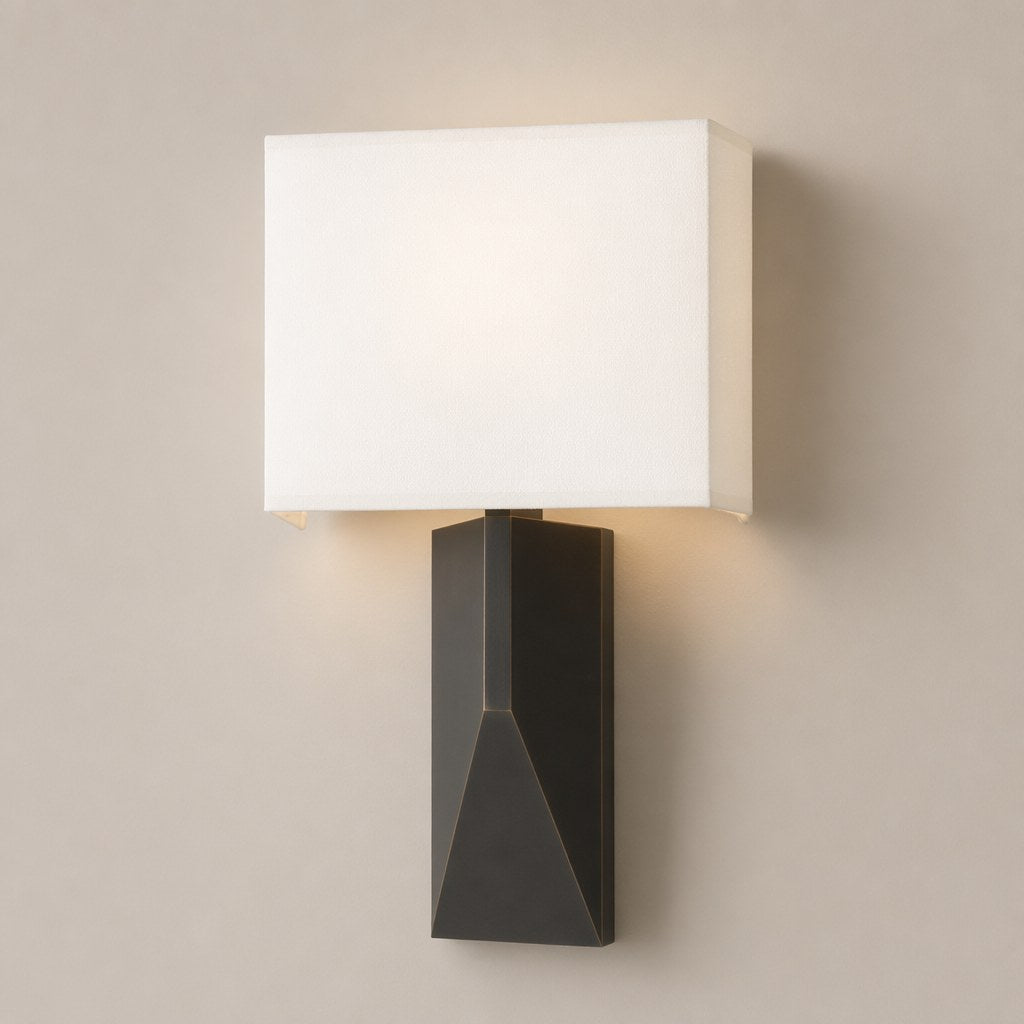 Geometric Brass Fabric Shade Wall Sconce - 01 01-hero-product
