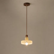 Spanish Marble and Walnut Disc Pendant Light - 01 01-hero-product