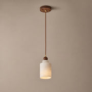 Spanish Marble and Walnut Cylinder Pendant Light - 01 01-hero-product