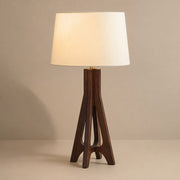 Black Walnut Ash Wood Table Lamp with Off-White Fabric Shade - 01 01-hero-product