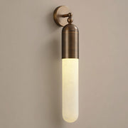 Snowflake Alabaster and Antique Copper Cylinder Wall Sconce - 01 01-hero-product