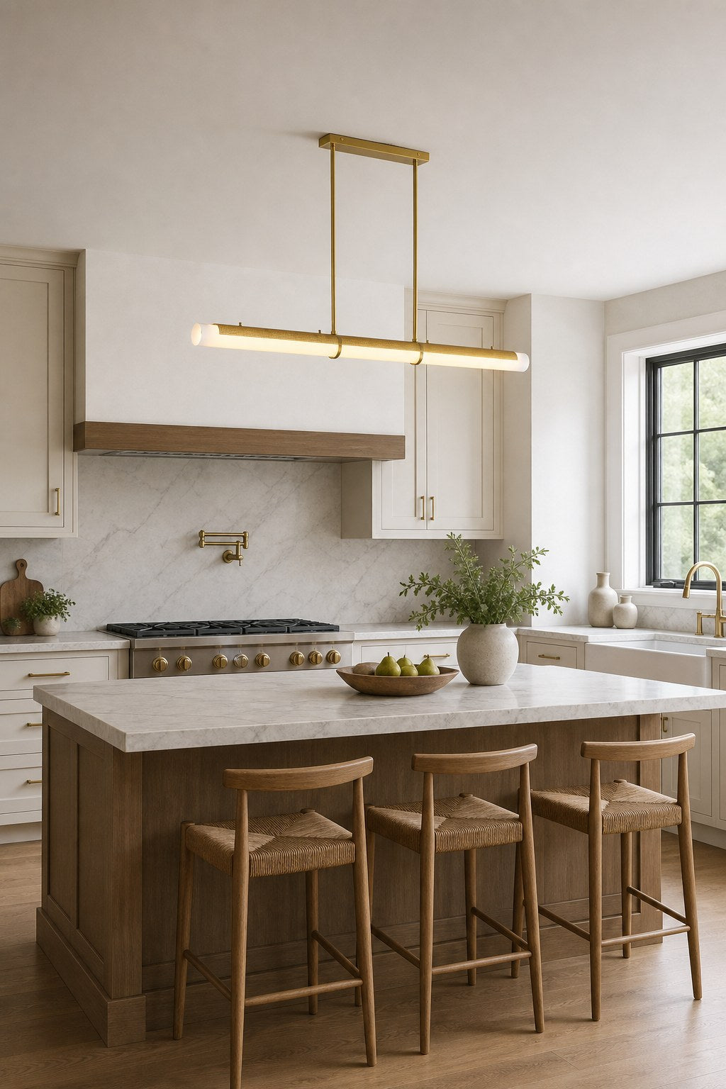Natural Brass-Tone Perforated Linear LED Pendant Light - 02 02-kitchen-island-wide-daylight
