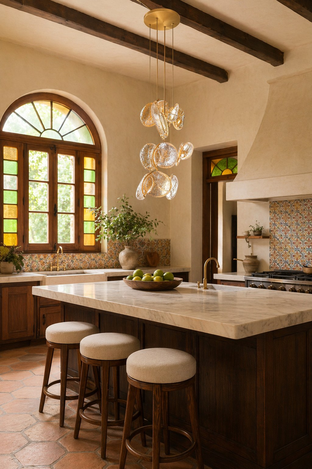 Clear Blown Glass Petal Cascade Chandelier - 02 02-kitchen-island-wide-daylight