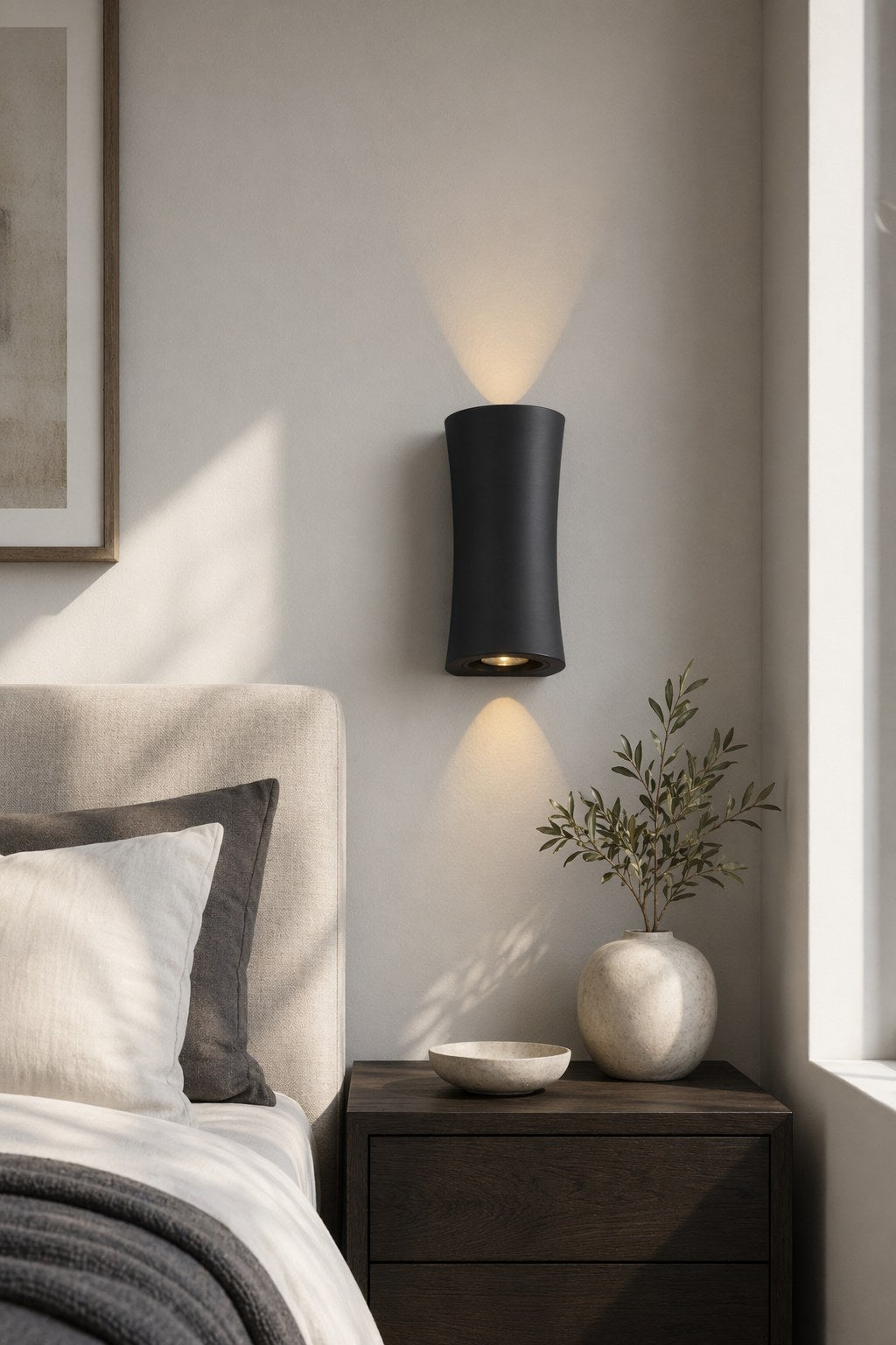 Black Hourglass Up Down LED Wall Sconce - 02 03-bedroom-bedside-daylight