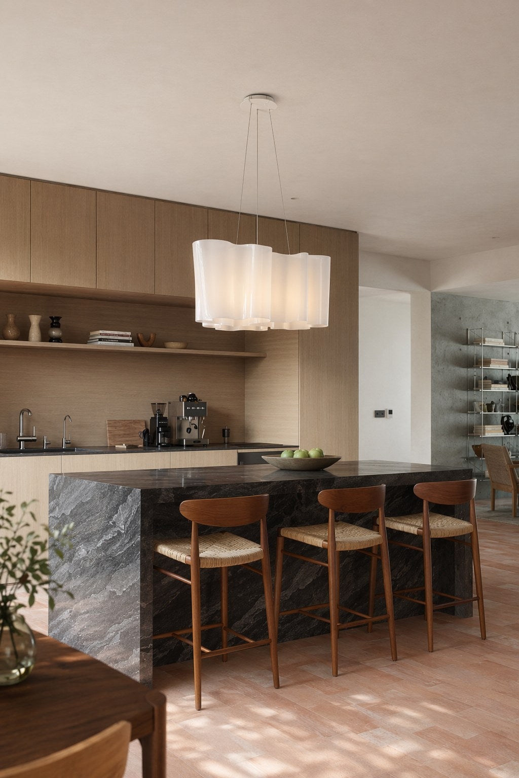 Sculptural White Molded Glass Pendant and Ceiling Light - 02 02-kitchen-island-wide-daylight