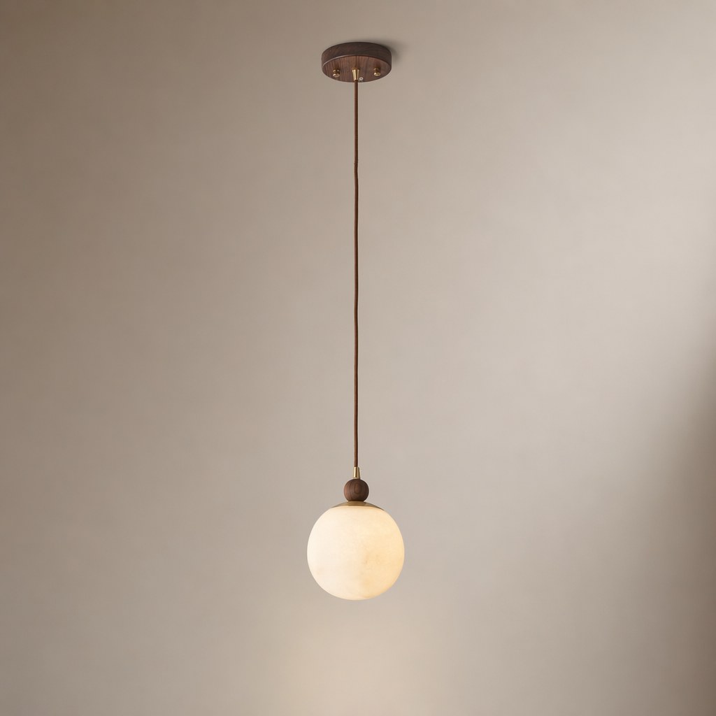 Alabaster Globe Walnut Pendant Light - 03 01-hero-product