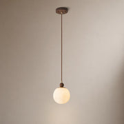 Alabaster Globe Walnut Pendant Light product view on a neutral background