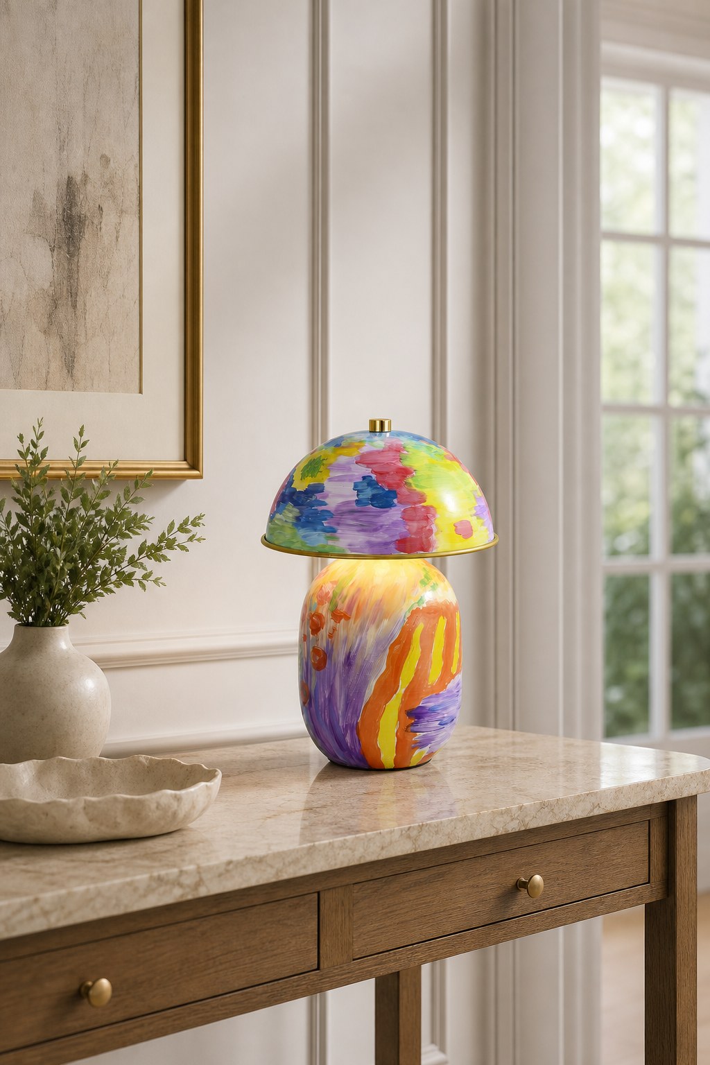 Hand-Painted Multicolor Ceramic Table Lamp - 03 03-console-table-daylight