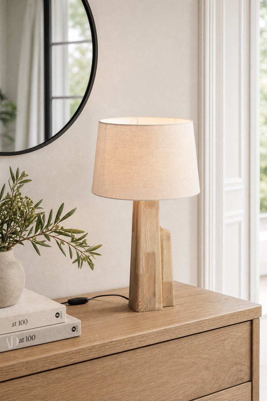 Ash Wood Fabric Shade Table Lamp - 03 03-console-table-daylight