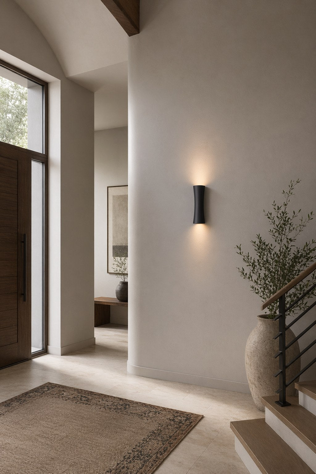 Black Hourglass Up Down LED Wall Sconce - 04 05-foyer-wall-wide-daylight