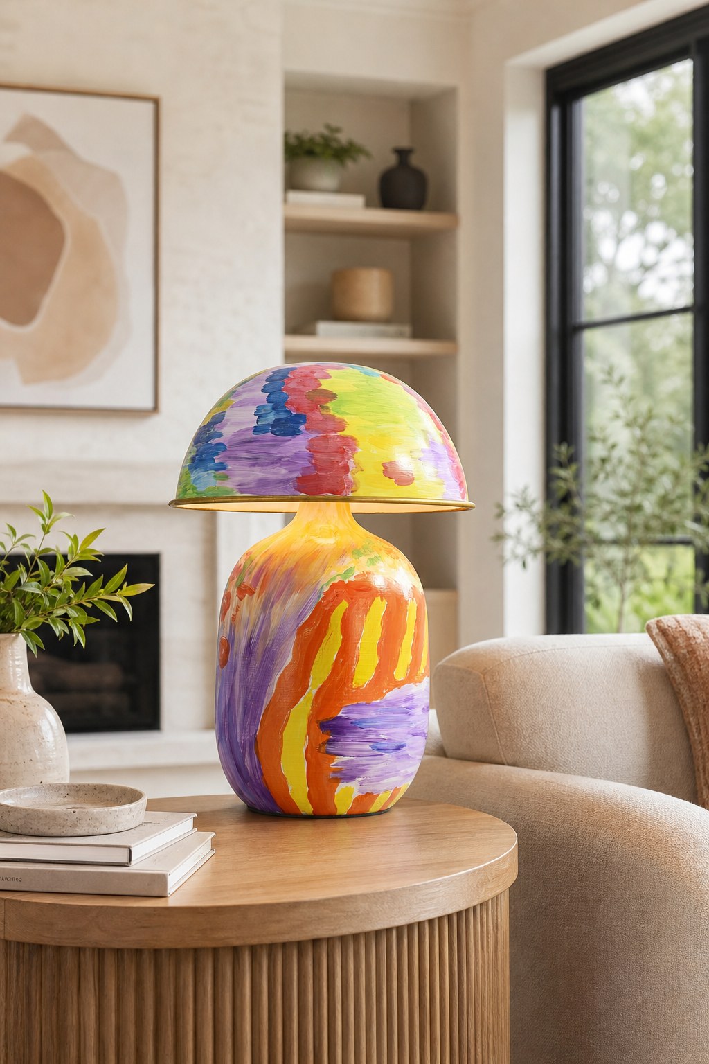 Hand-Painted Multicolor Ceramic Table Lamp - 04 05-wide-living-room-side-table-daylight