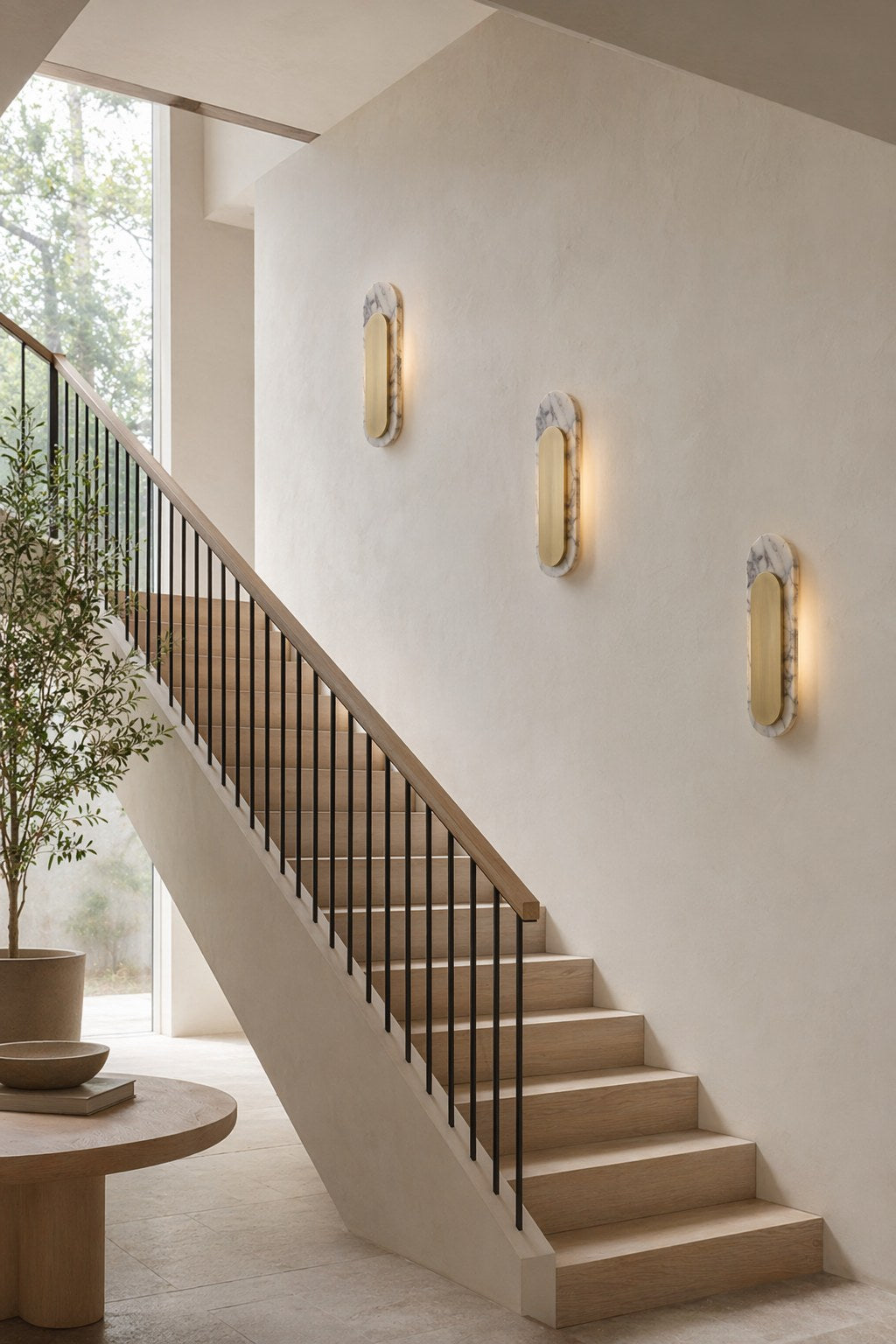 Bulgari Marble and Brushed Copper Arched Wall Sconce - 04 07-staircase-wall-wide-daylight
