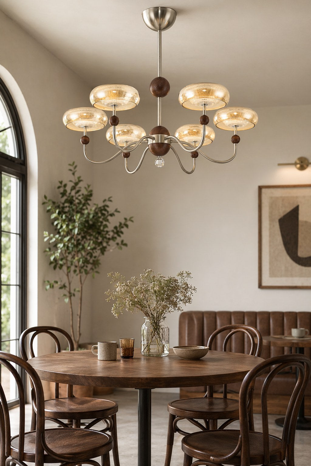 Sand Nickel Wood-Grain Glass LED Chandelier - 04 07-cafe-style-dining-daylight