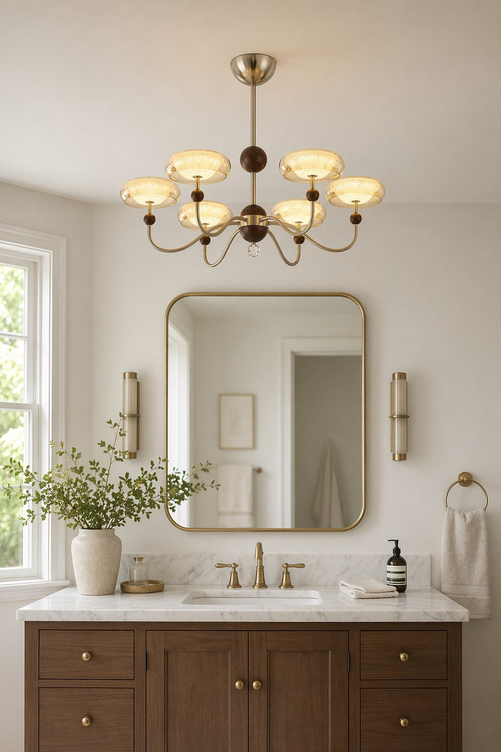 Sand Nickel Wood-Grain Glass LED Chandelier - 05 08-dry-vanity-daylight