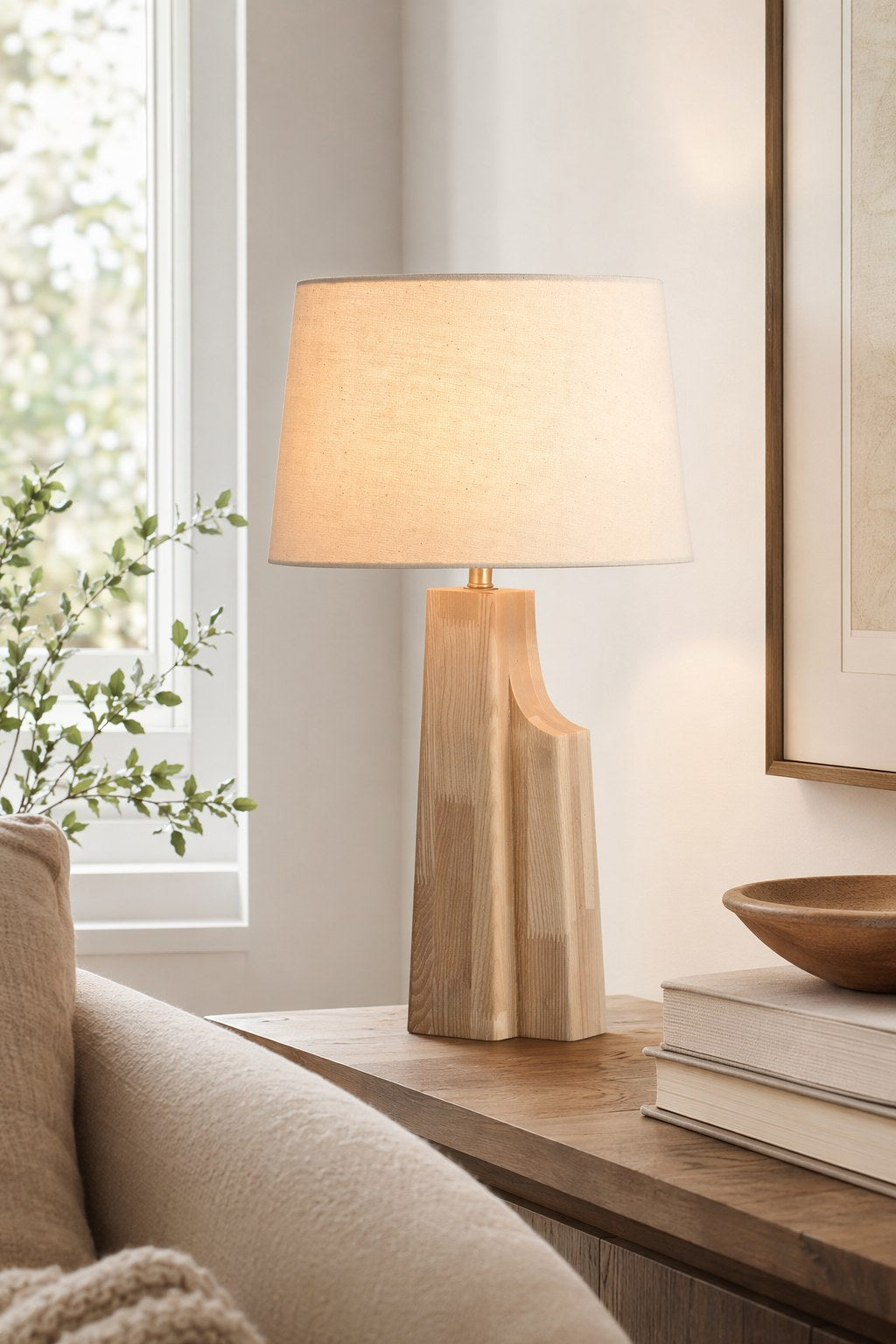 Ash Wood Fabric Shade Table Lamp - 05 07-study-corner-daylight