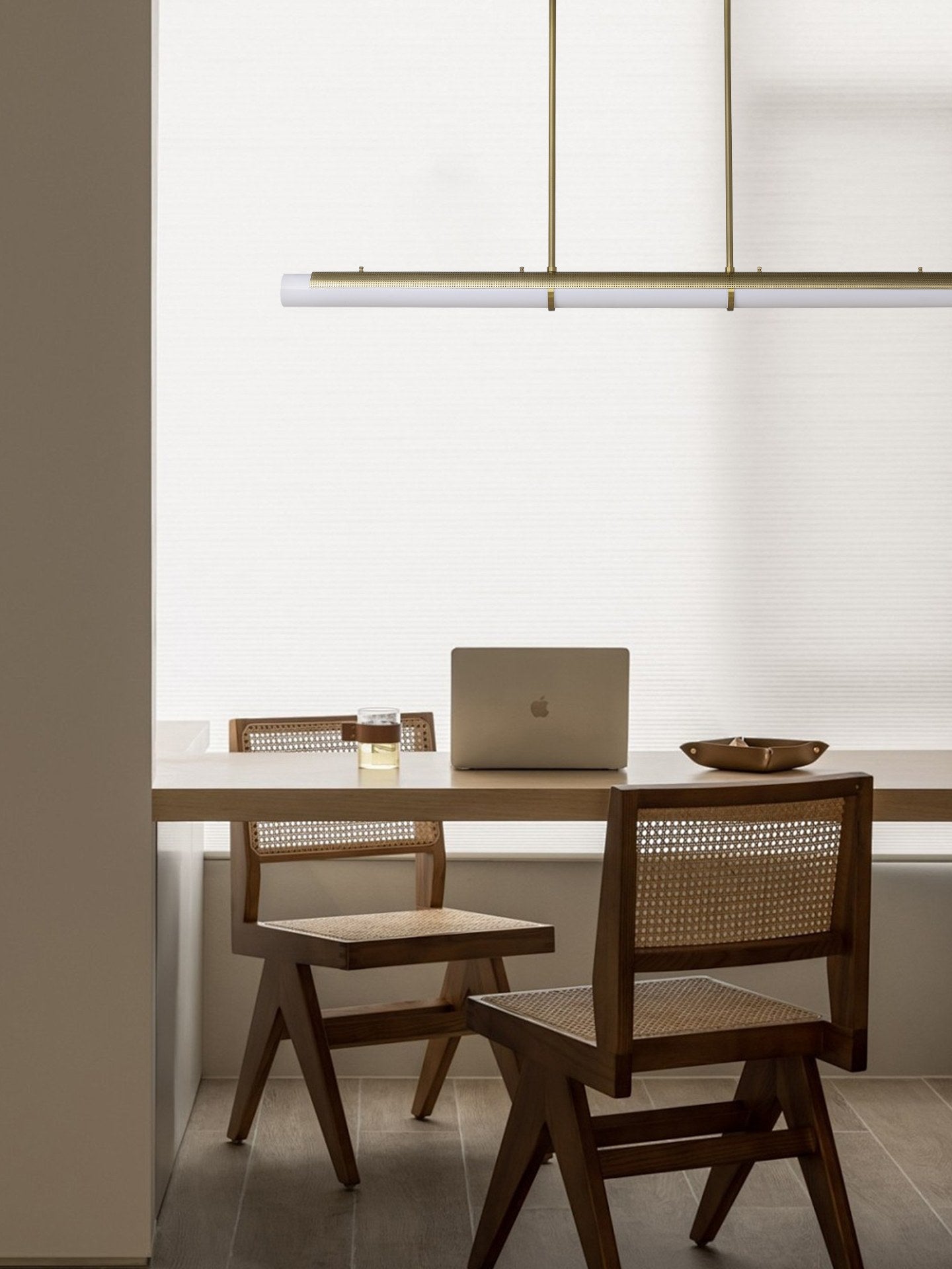 Natural Brass-Tone Perforated Linear LED Pendant Light - 05 3-4主图3