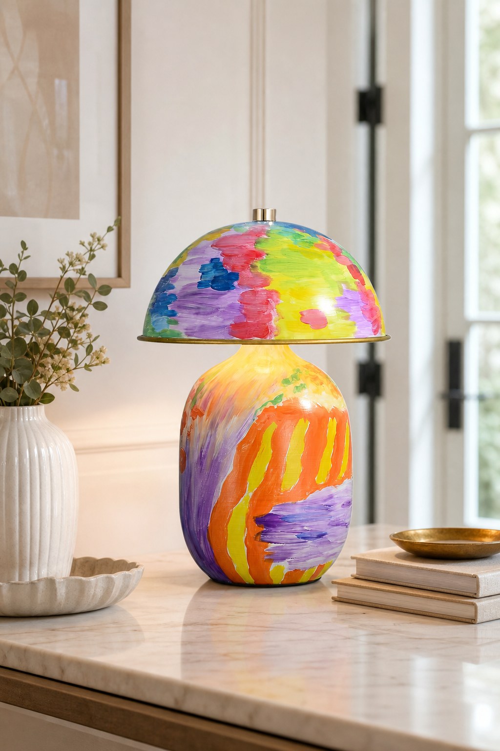 Hand-Painted Multicolor Ceramic Table Lamp - 05 09-lifestyle-detail-daylight
