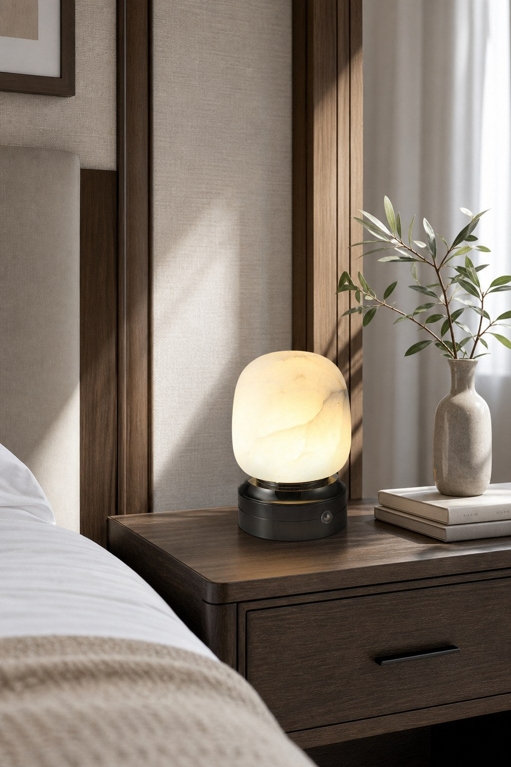 Spanish Alabaster USB Touch Table Lamp - 06 06-hotel-room-nightstand-daylight