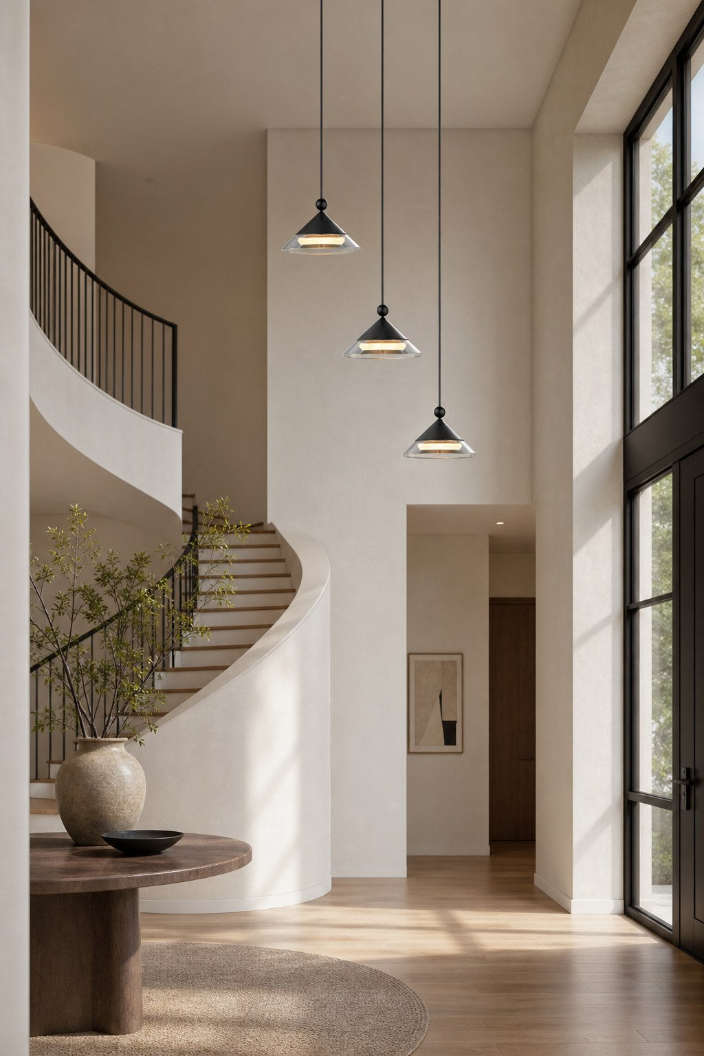 Geometric Black Aluminum and Clear Glass Pendant Light - 06 09-cluster-installation-wide-daylight