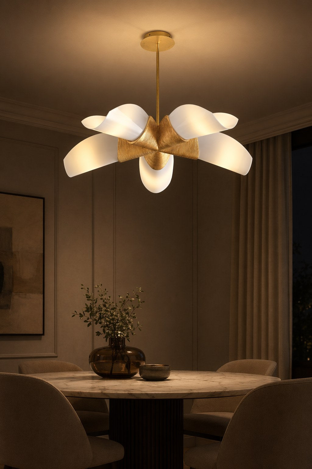 Gold Leaf Acrylic Petal Chandelier - 06 10-night-mood