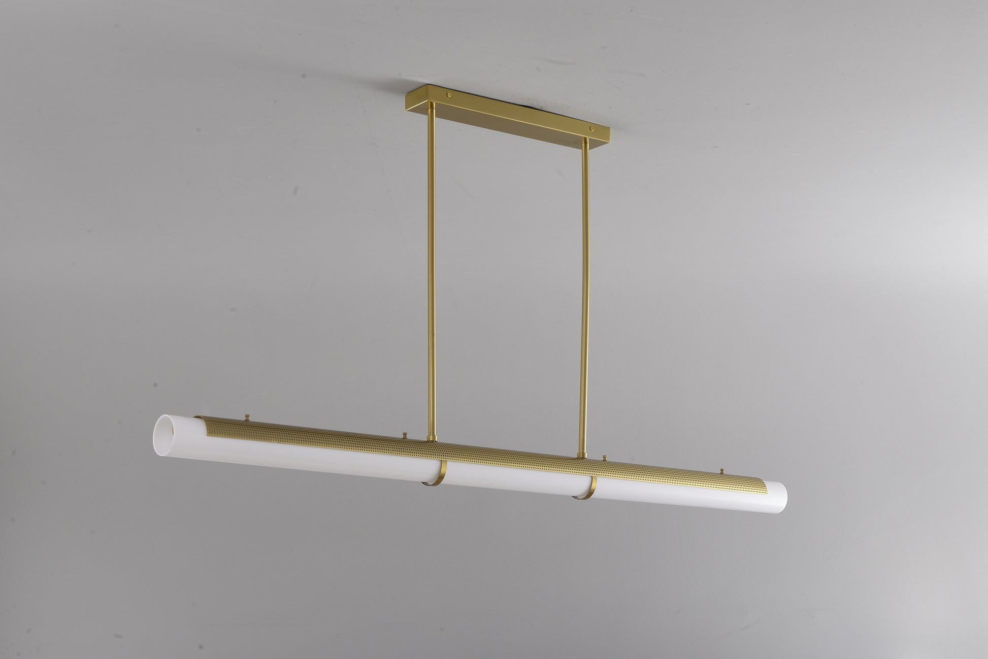 Natural Brass-Tone Perforated Linear LED Pendant Light - 06 8-29- 27