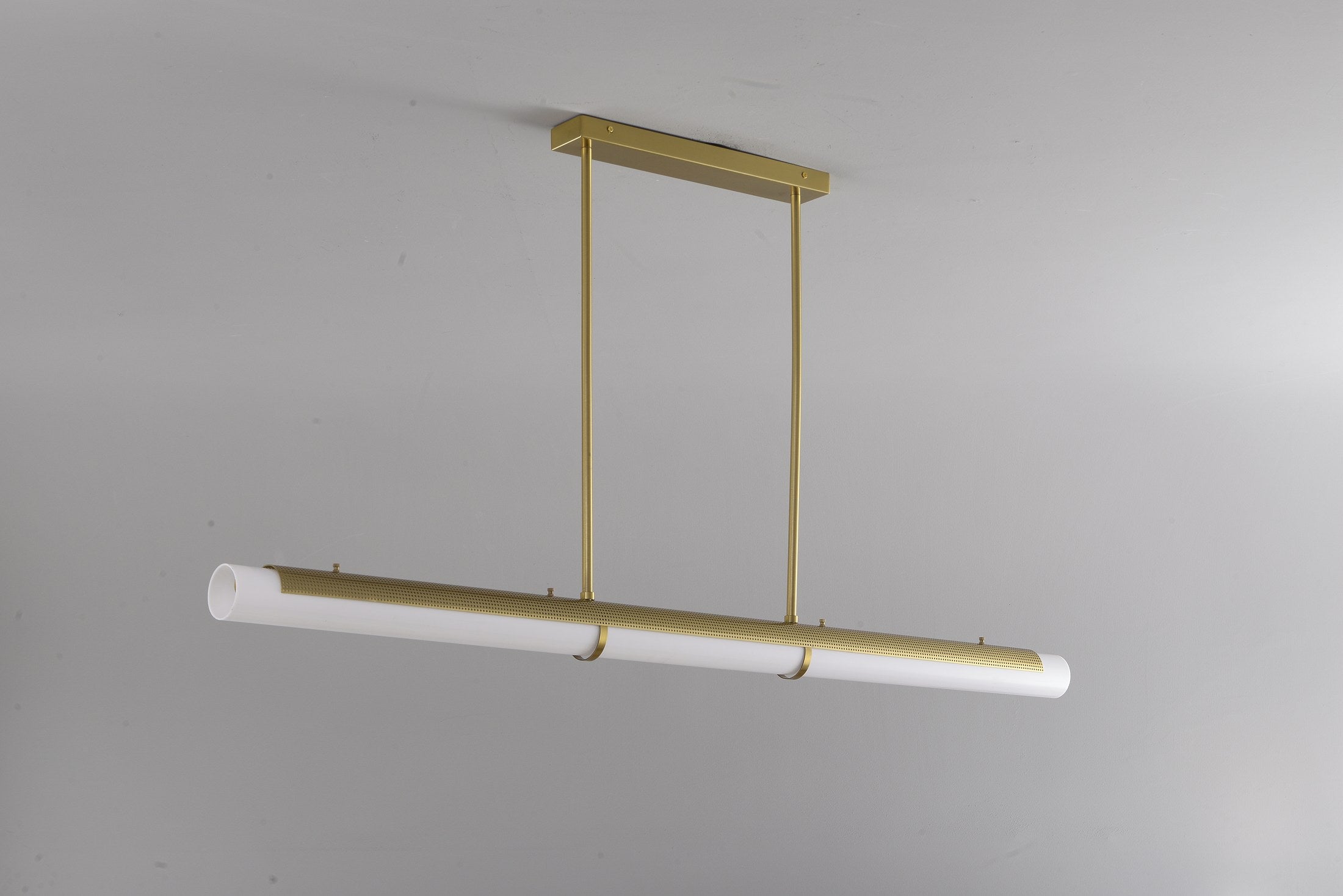Natural Brass-Tone Perforated Linear LED Pendant Light - 06 8-29- 27