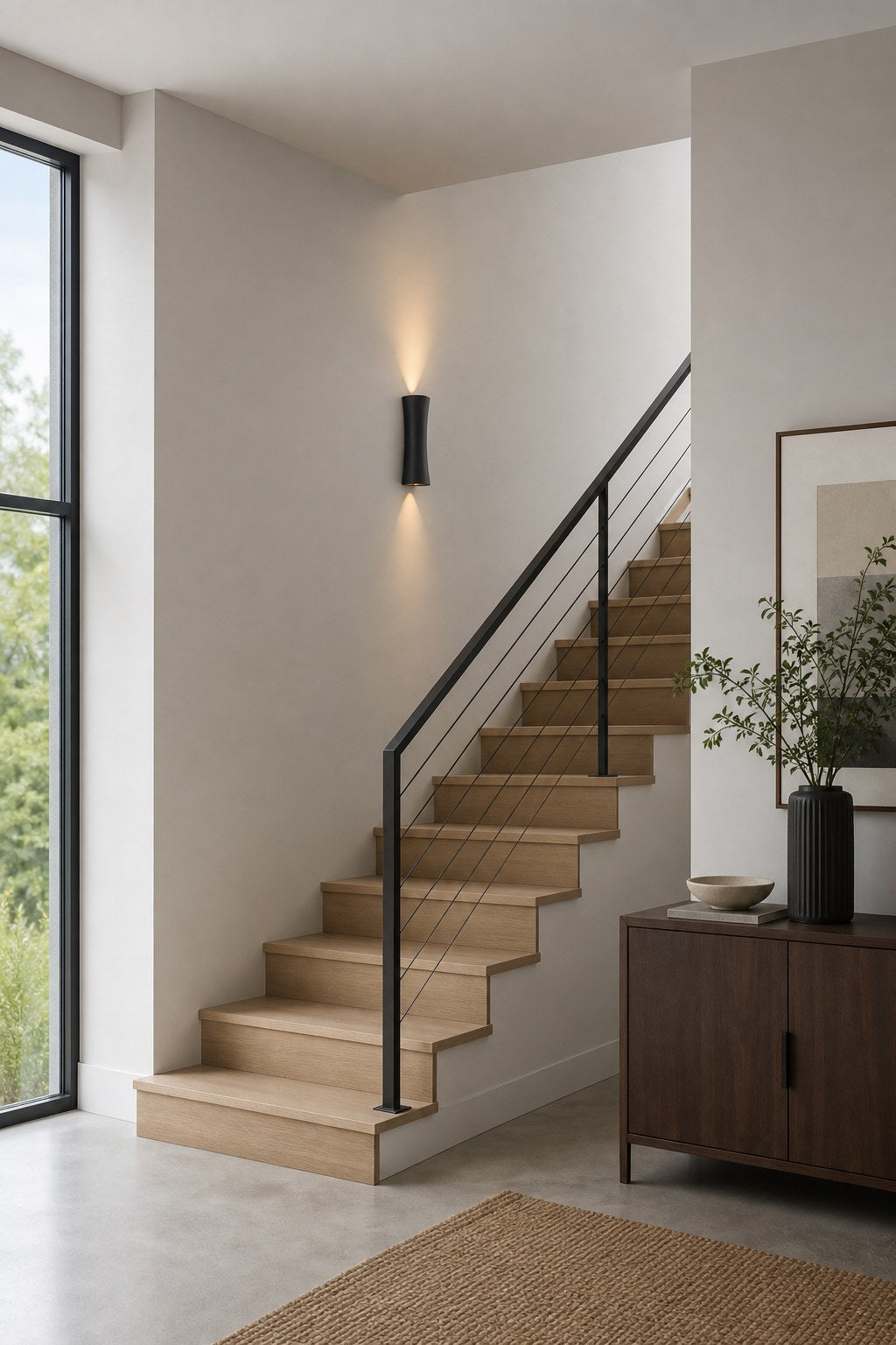 Black Hourglass Up Down LED Wall Sconce - 06 07-staircase-wall-wide-daylight
