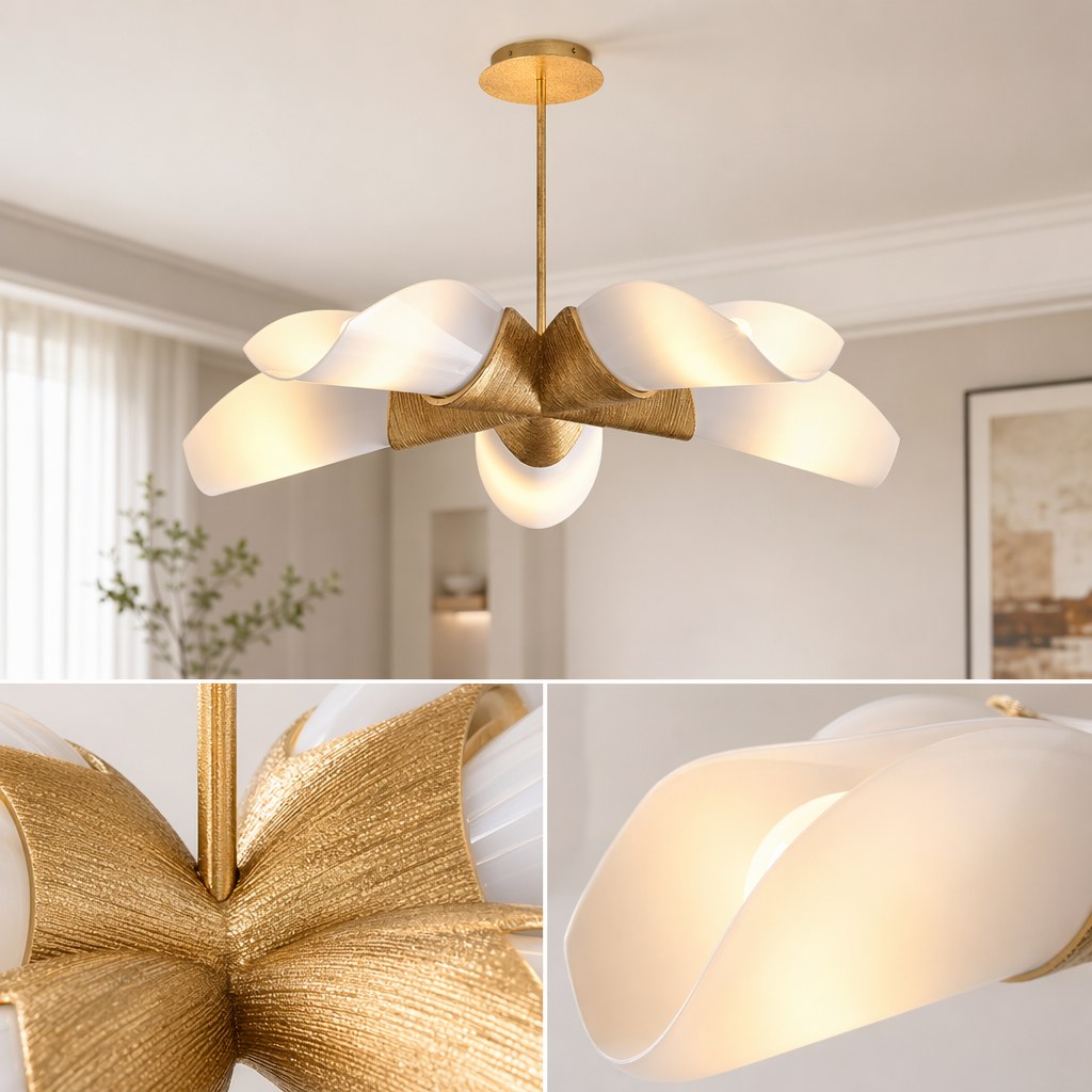 Gold Leaf Acrylic Petal Chandelier - 07 11-material-close-up