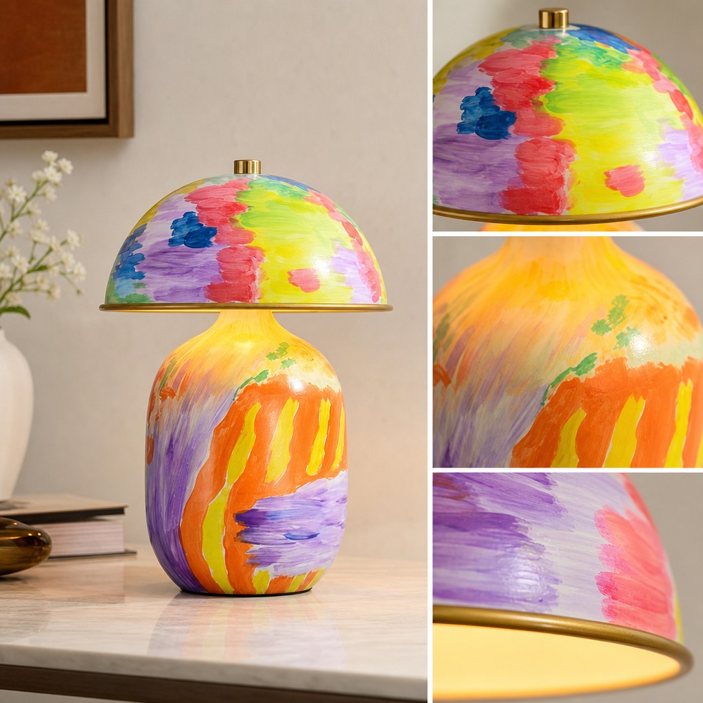 Hand-Painted Multicolor Ceramic Table Lamp - 07 11-material-close-up