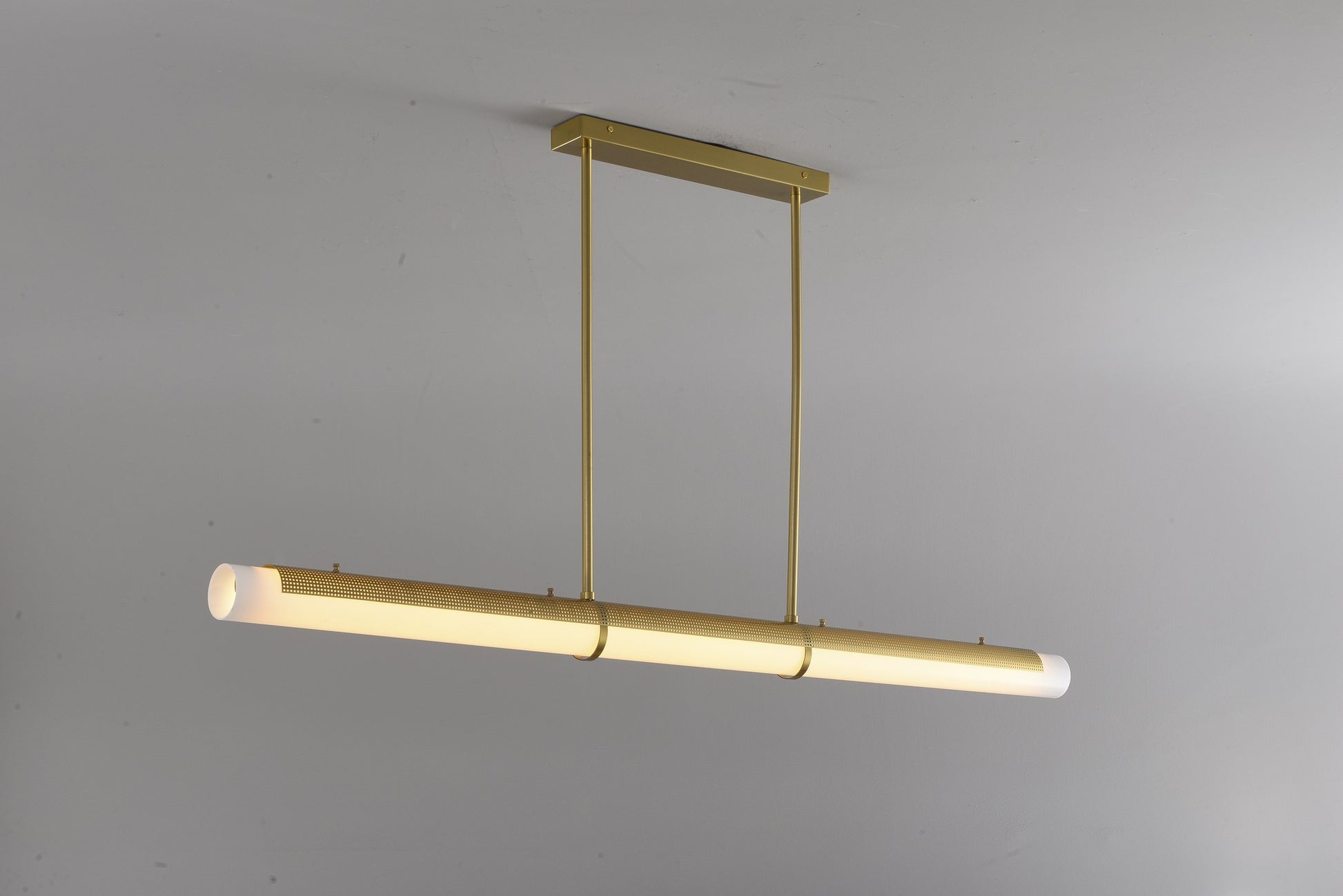 Natural Brass-Tone Perforated Linear LED Pendant Light - 07 8-29- 29