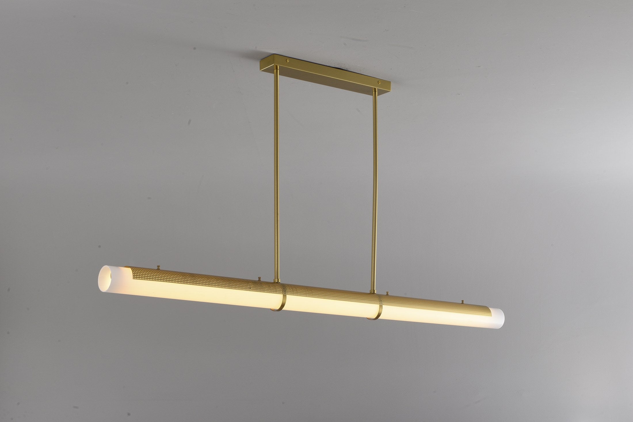 Natural Brass-Tone Perforated Linear LED Pendant Light - 07 8-29- 29