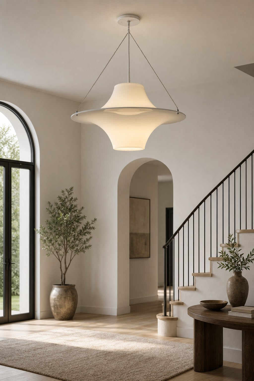 White Acrylic Saucer Pendant Light - 07 09-cluster-installation-wide-daylight