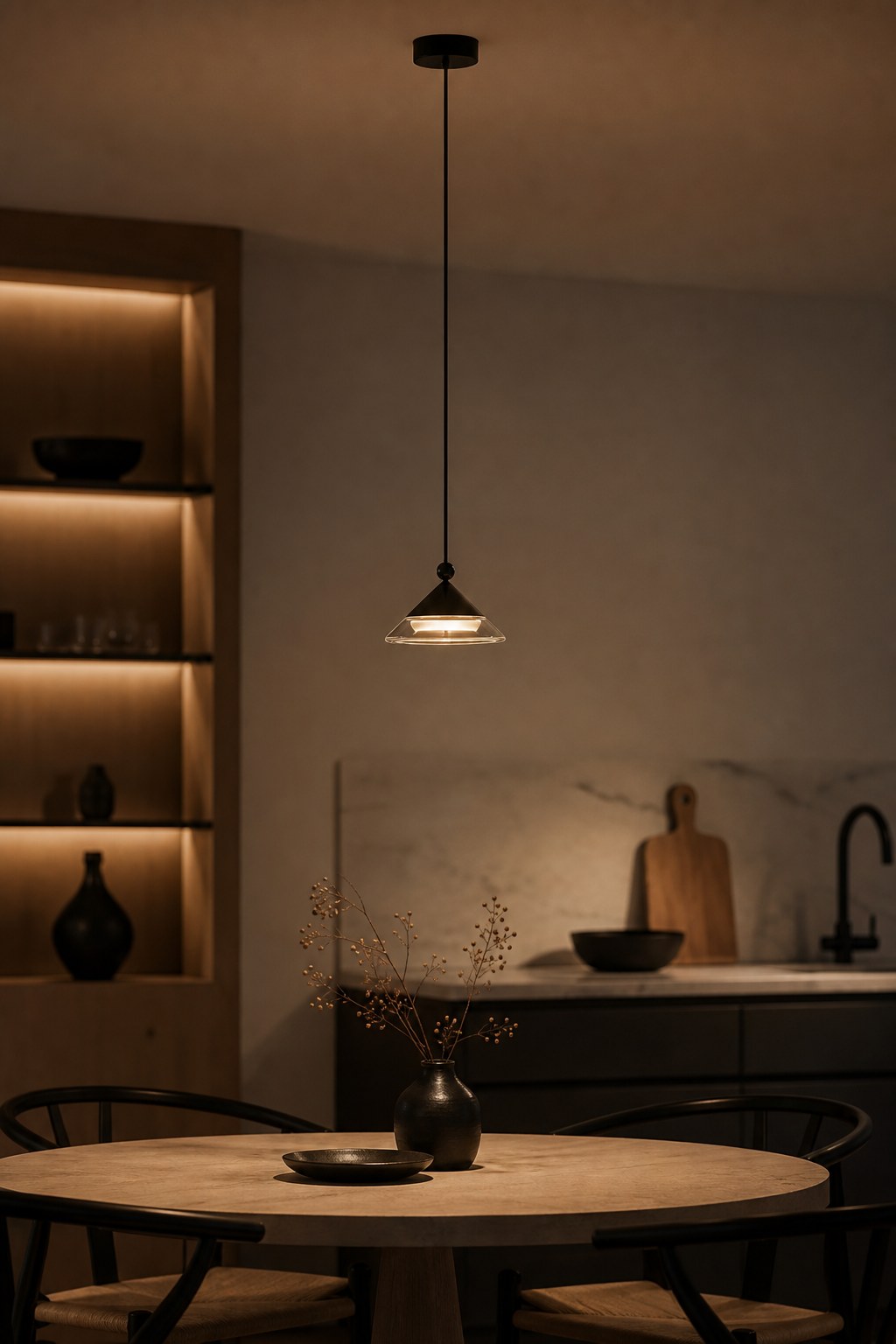 Geometric Black Aluminum and Clear Glass Pendant Light - 07 10-night-mood