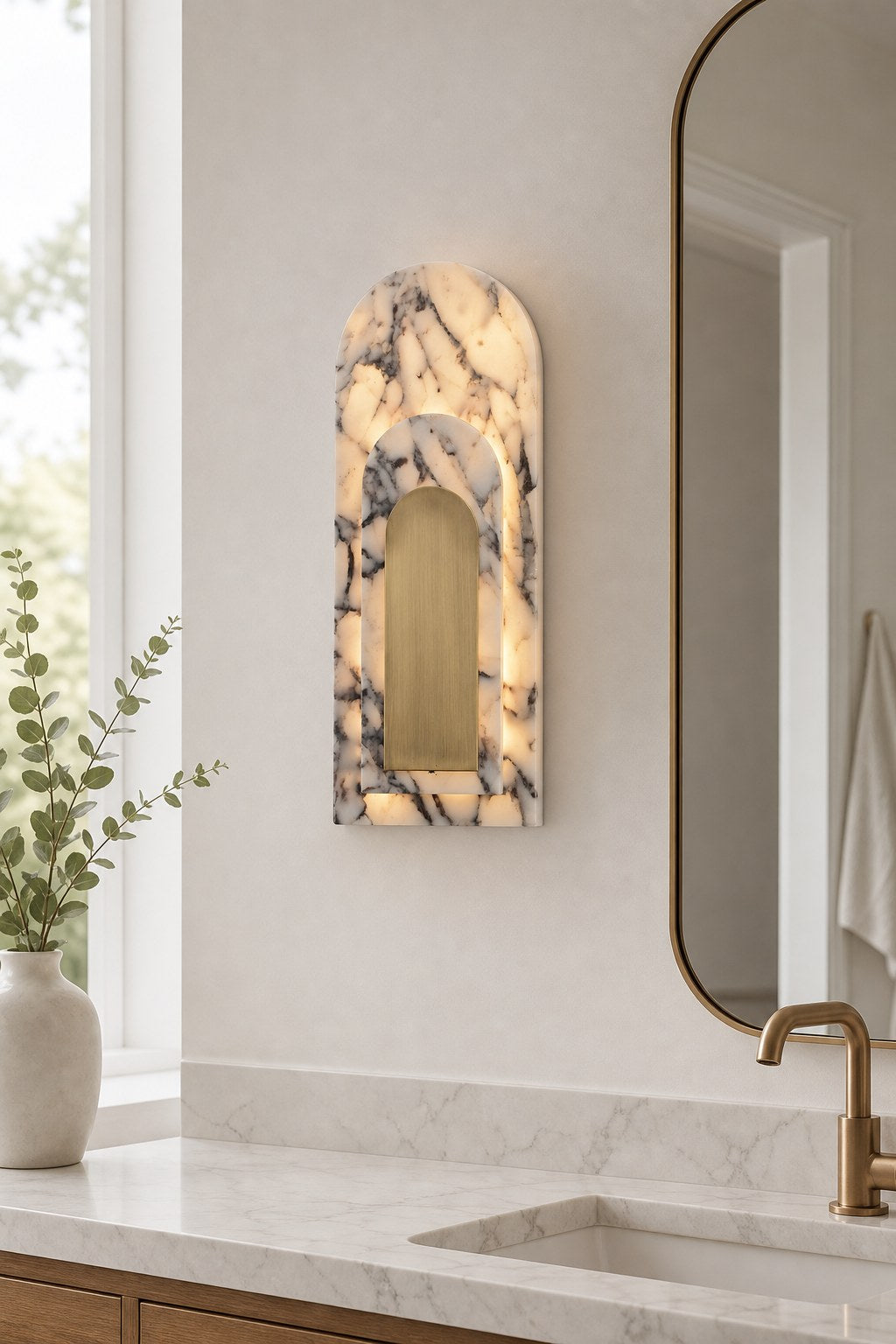 Bulgari Marble and Brushed Copper Arched Wall Sconce - 08 11-mirror-side-lighting-daylight