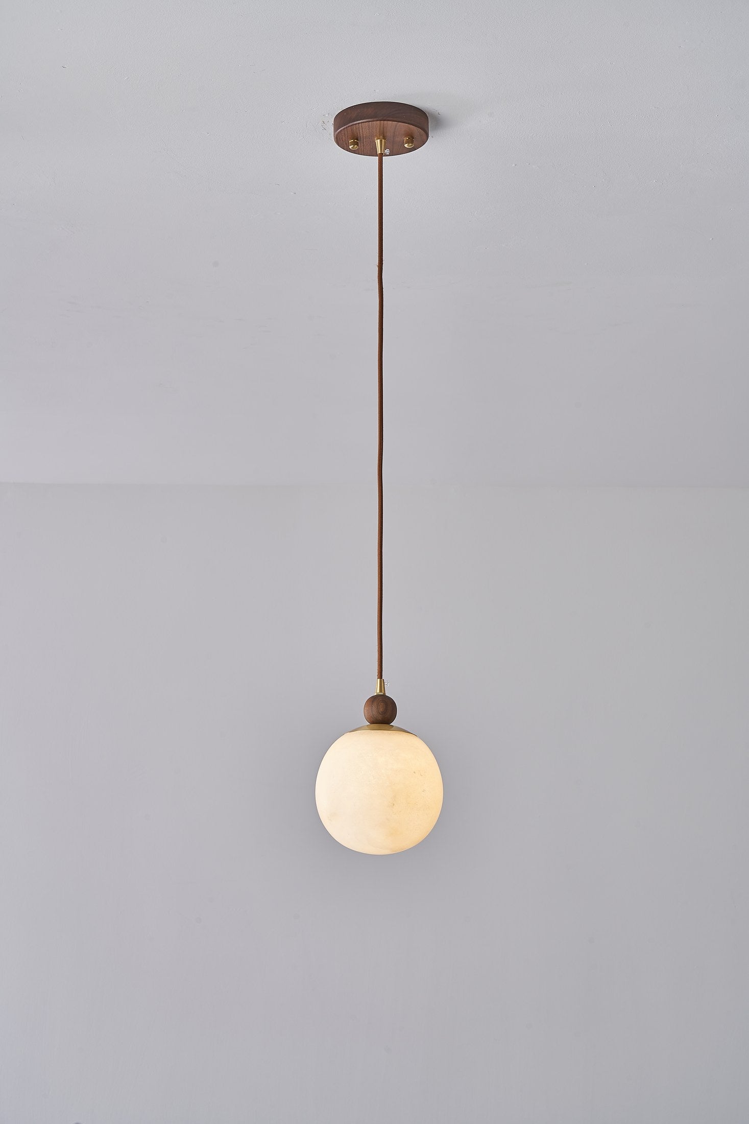 Alabaster Globe Walnut Pendant Light - 08 DSC09632