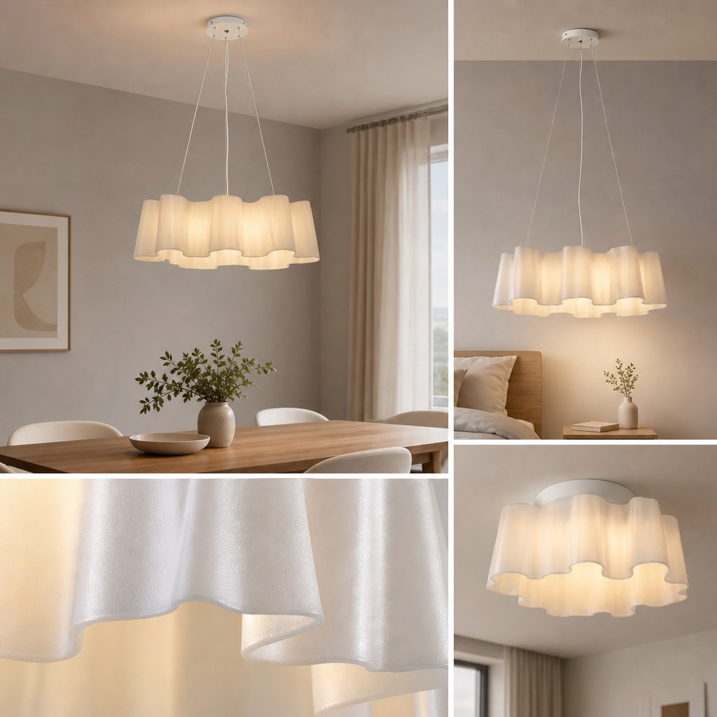 Sculptural White Molded Glass Pendant and Ceiling Light - 08 11-material-close-up