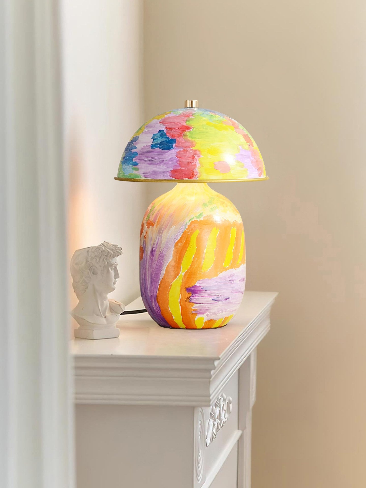 Hand-Painted Multicolor Ceramic Table Lamp - 08 场景 (1)