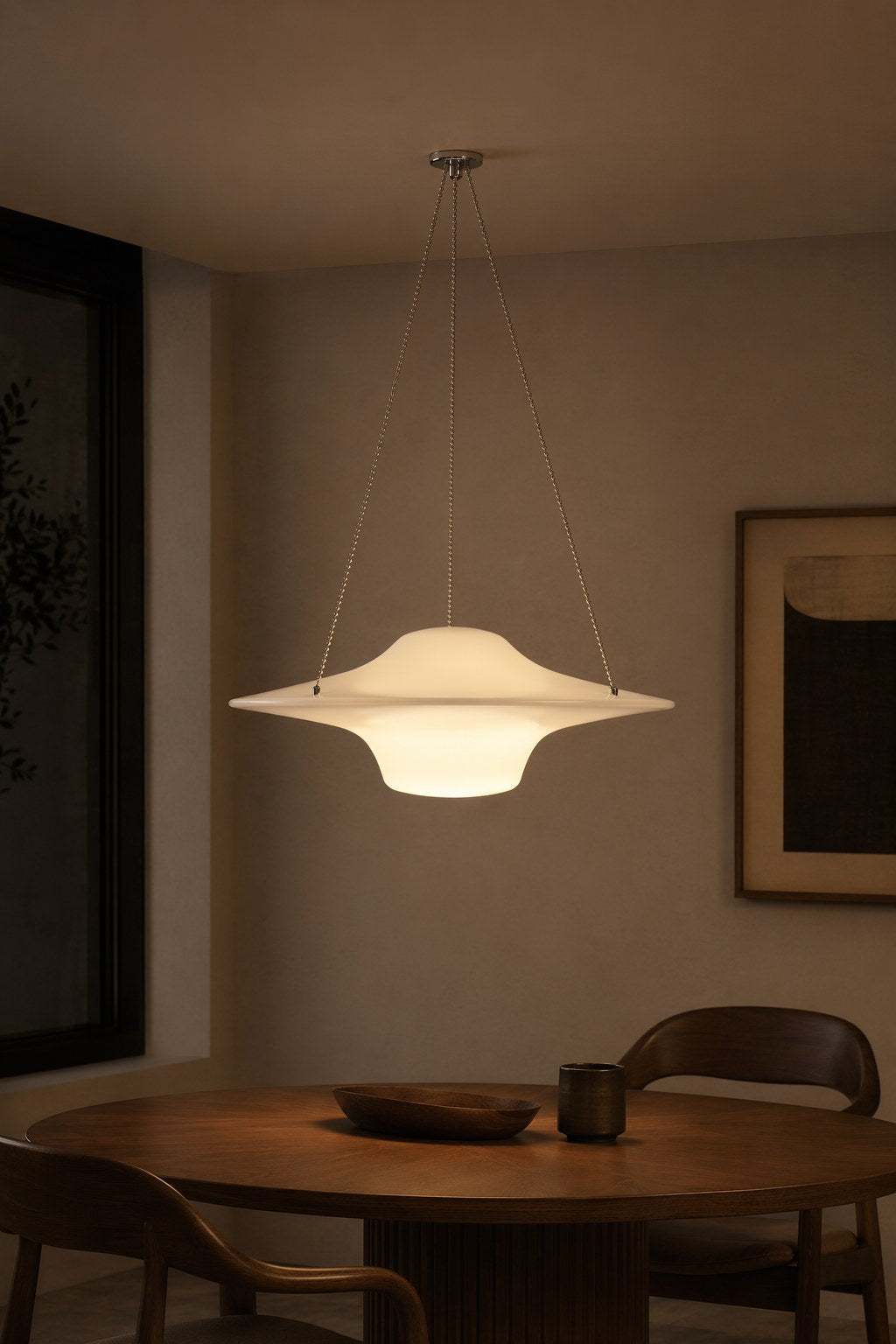 White Acrylic Saucer Pendant Light - 08 10-night-mood