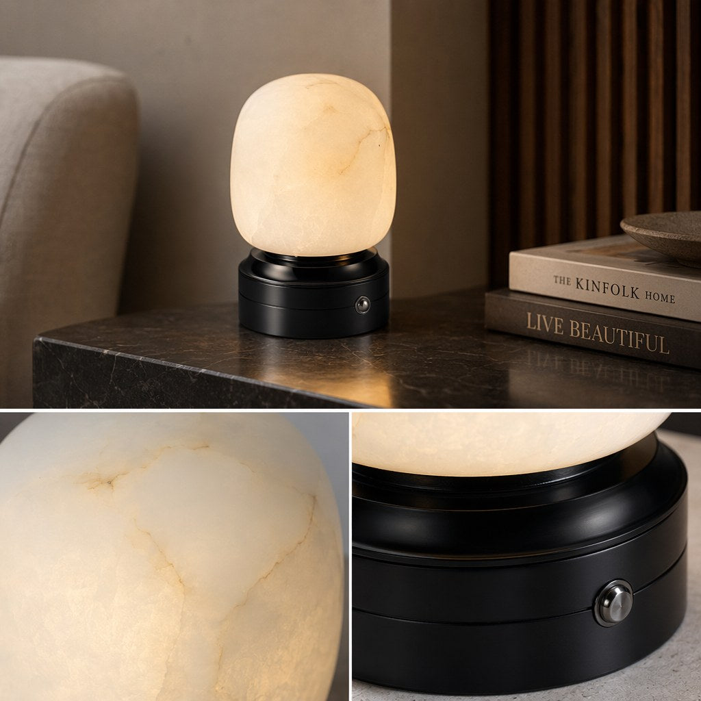 Spanish Alabaster USB Touch Table Lamp - 08 11-material-close-up
