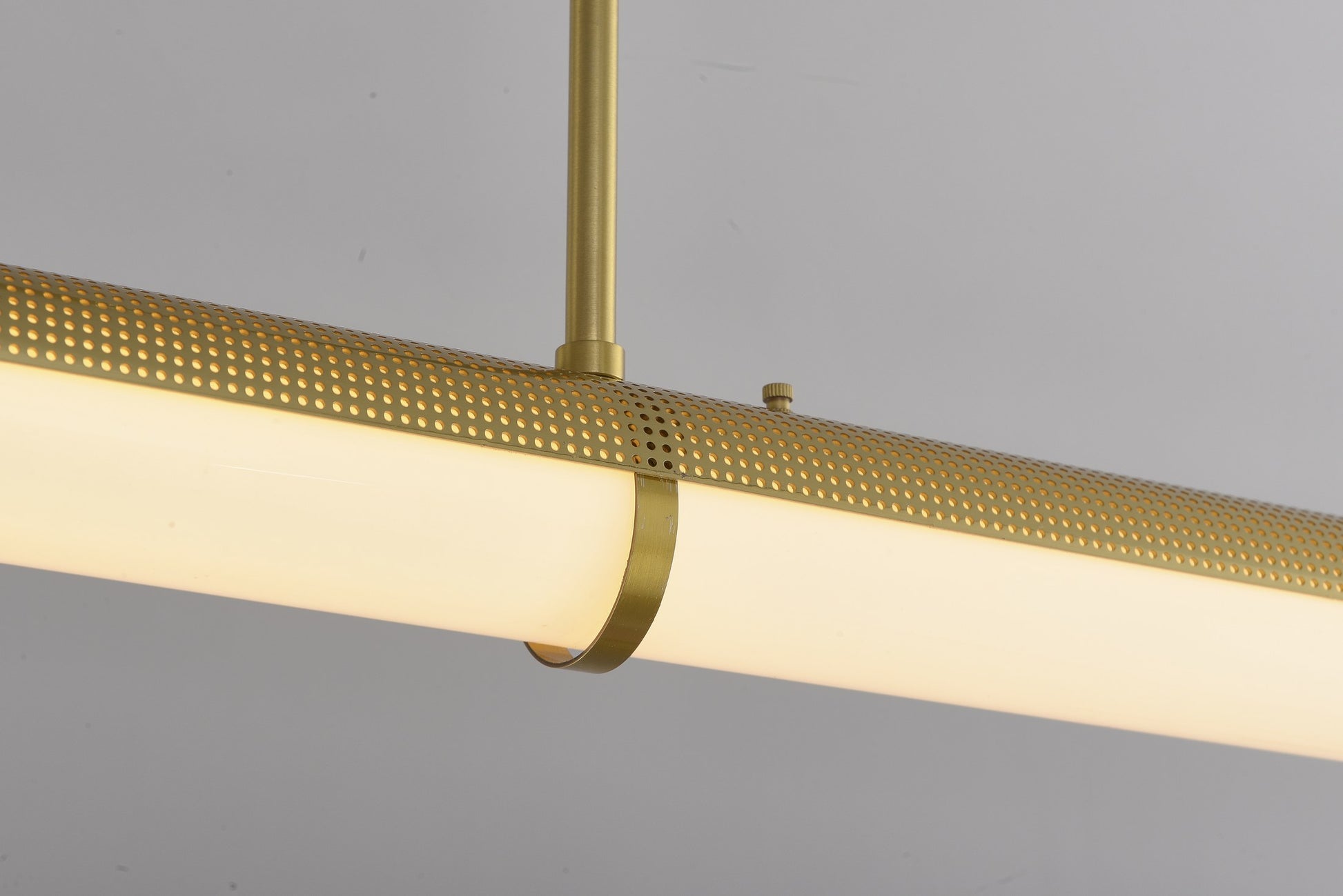 Natural Brass-Tone Perforated Linear LED Pendant Light - 08 8-29- 36