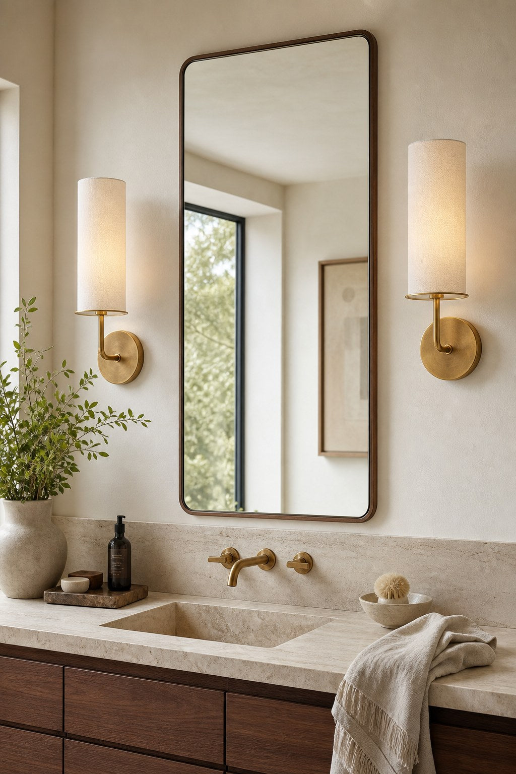 Solid Brass Fabric Shade Wall Sconce product view, view 9
