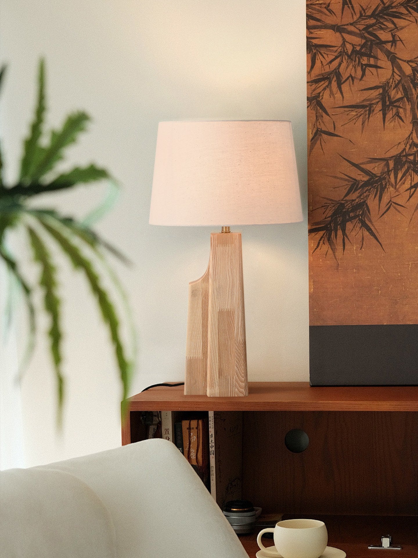 Ash Wood Fabric Shade Table Lamp - 09 3-4主图3
