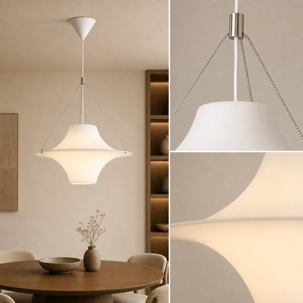 White Acrylic Saucer Pendant Light - 09 11-material-close-up