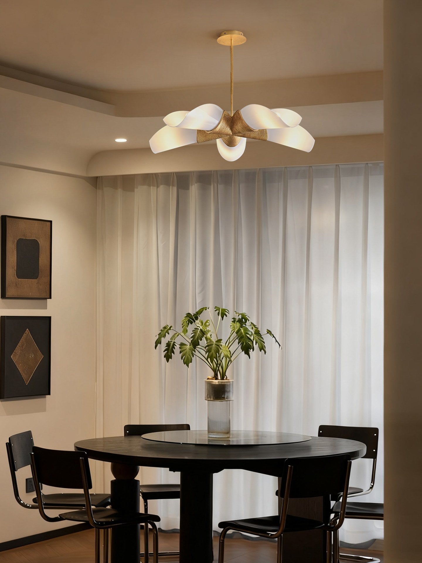 Gold Leaf Acrylic Petal Chandelier - 09 3-4主图4