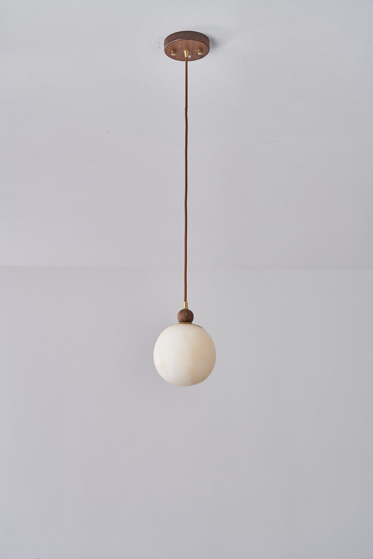 Alabaster Globe Walnut Pendant Light - 09 DSC09636