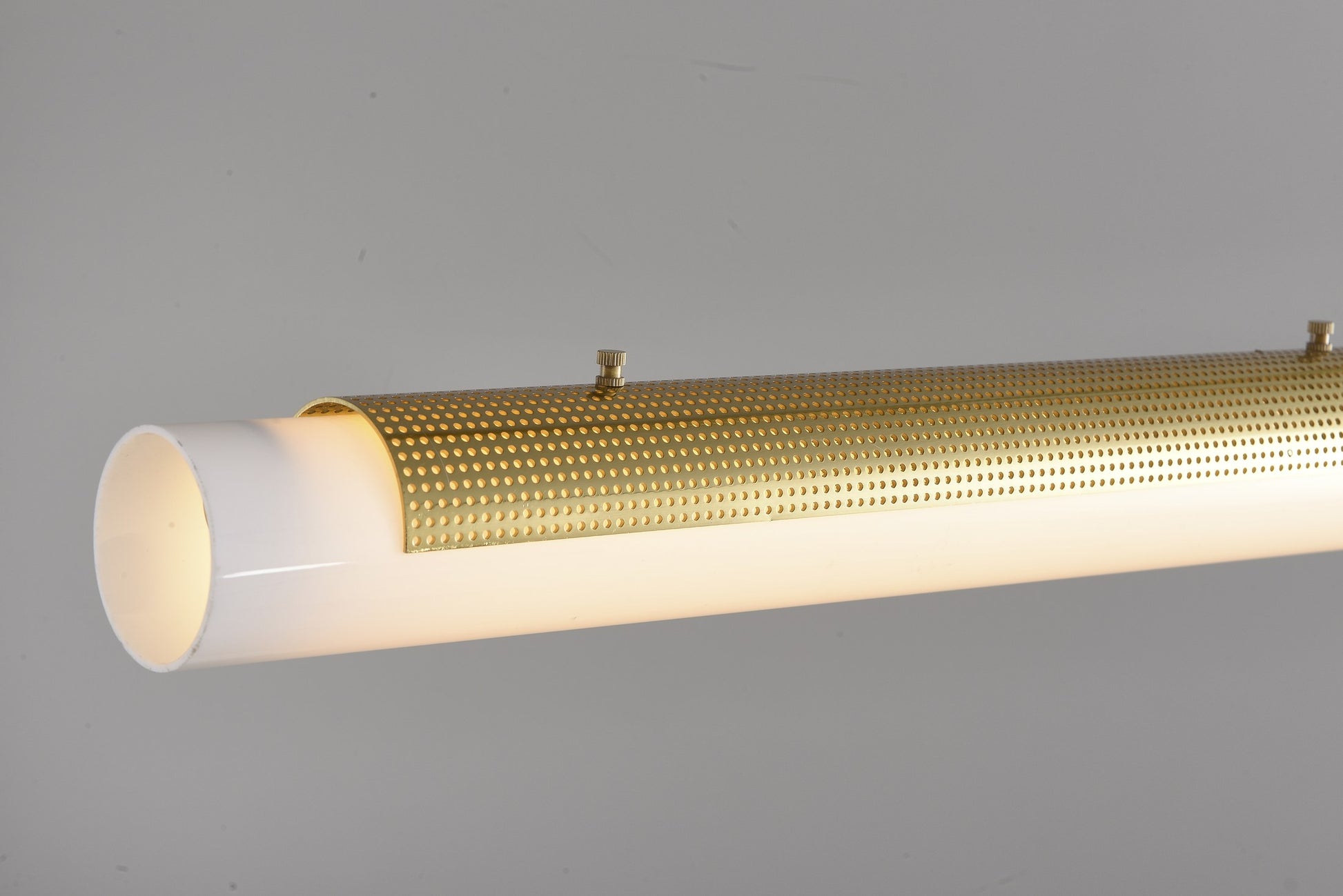 Natural Brass-Tone Perforated Linear LED Pendant Light - 09 8-29- 41