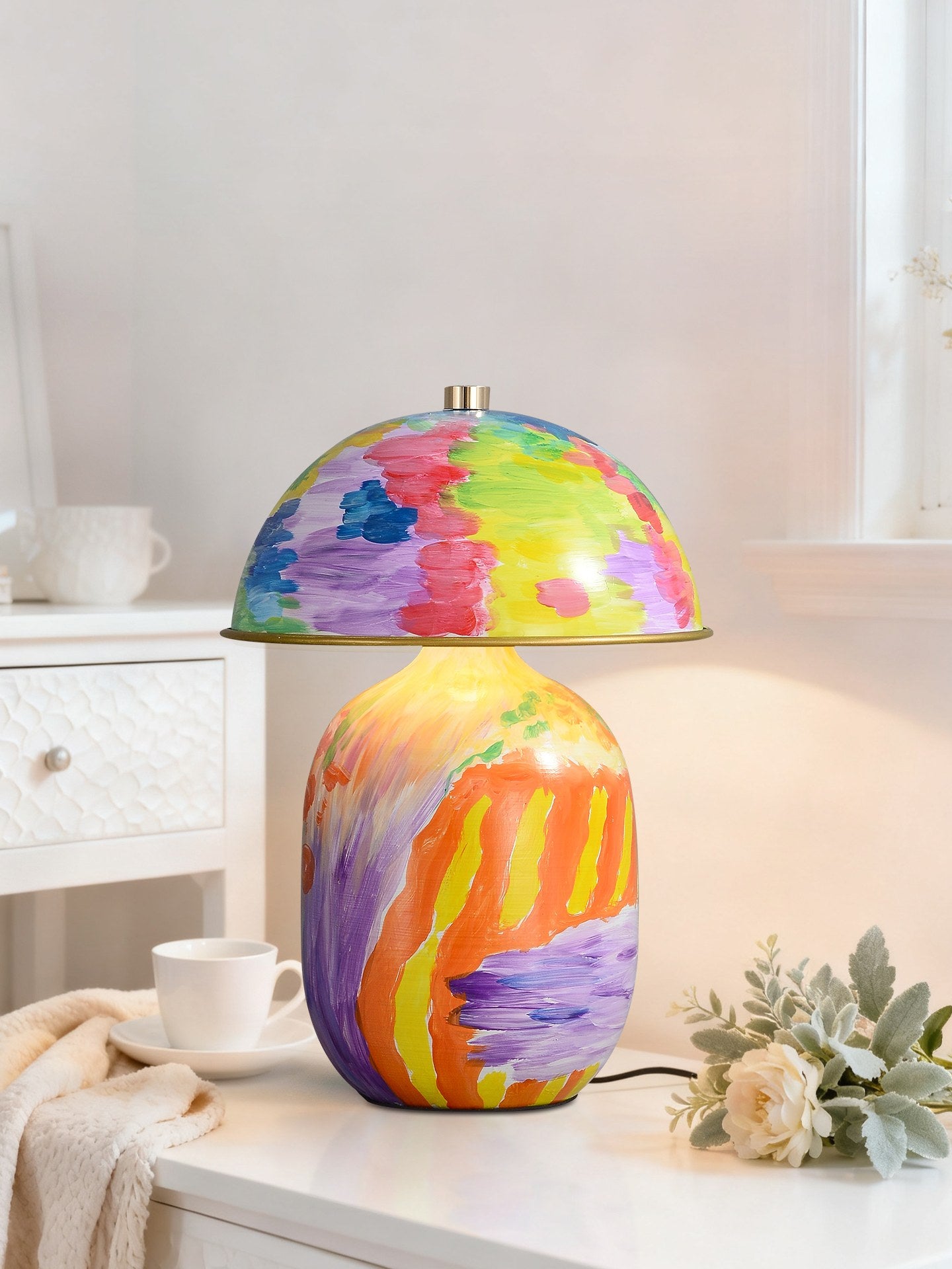 Hand-Painted Multicolor Ceramic Table Lamp - 10 场景 (3)